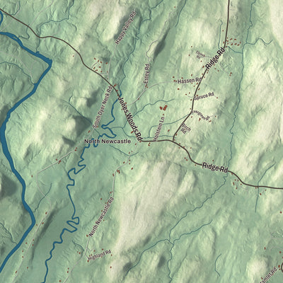 Street and neighborhood detail from the Newcastle, Maine map