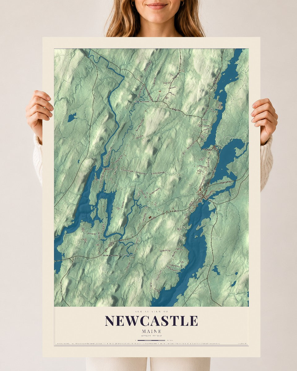 Newcastle, Maine map print - 24 x 36 archival matte print