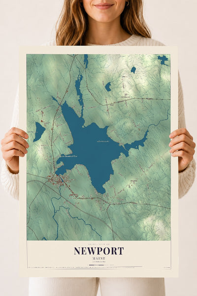 Newport, Maine map print - 18 x 24 archival matte print