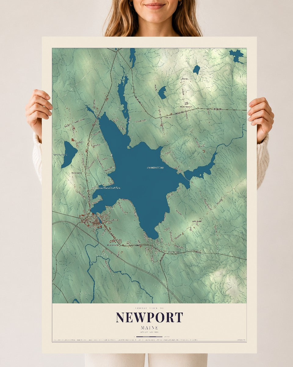 Newport, Maine map print - 24 x 36 archival matte print