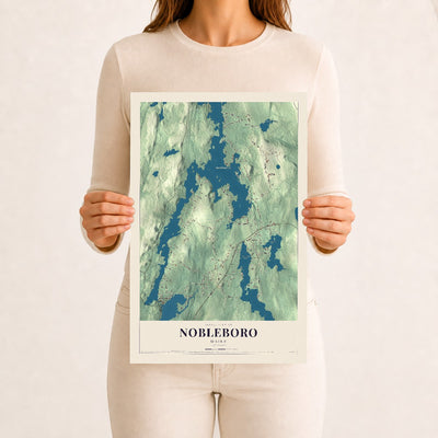 Nobleboro, Maine map print - 12 x 18 archival matte print