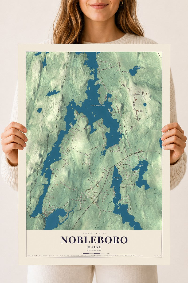 Nobleboro, Maine map print - 18 x 24 archival matte print