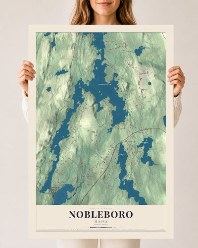 Nobleboro, Maine map print - 24 x 36 archival matte print