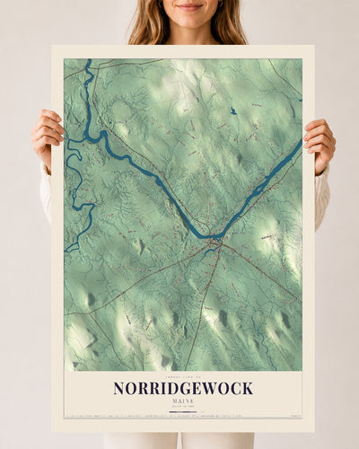 Norridgewock, Maine map print - 24 x 36 archival matte print