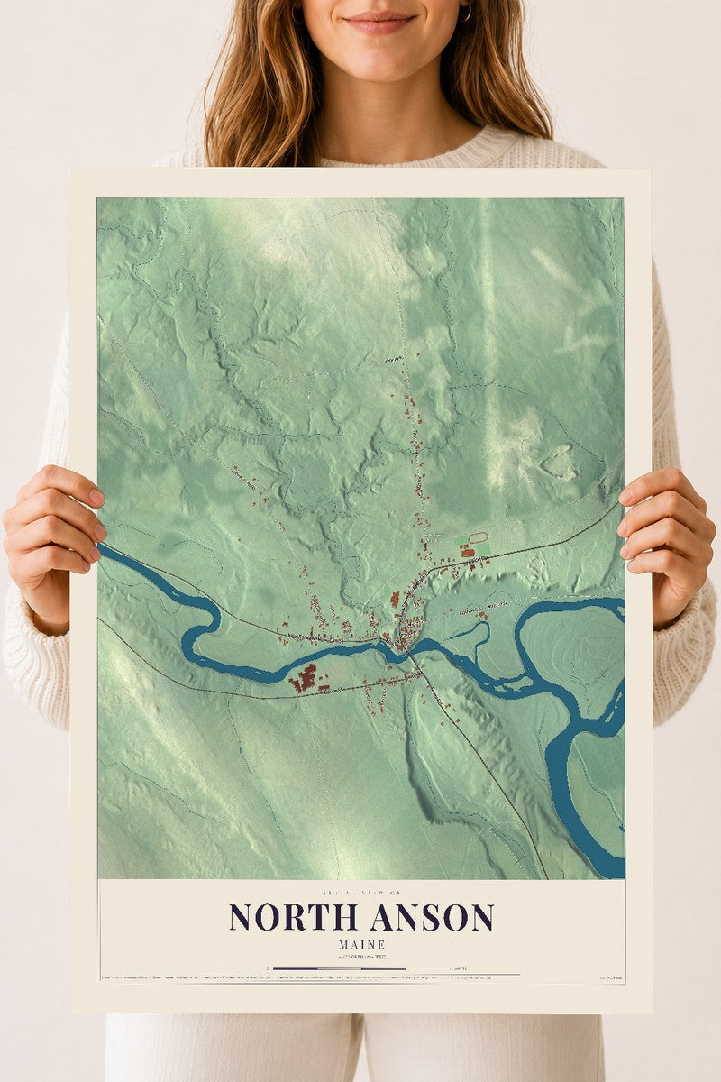 North Anson, Maine map print - 18 x 24 archival matte print