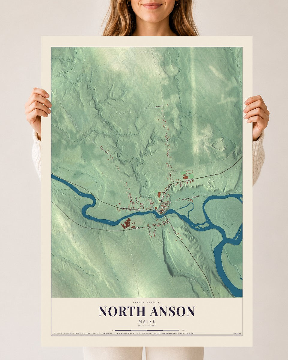 North Anson, Maine map print - 24 x 36 archival matte print