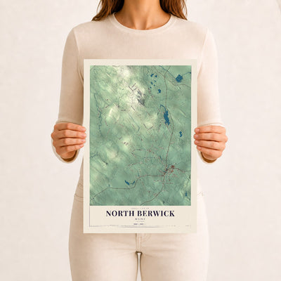 North Berwick, Maine map print - 12 x 18 archival matte print