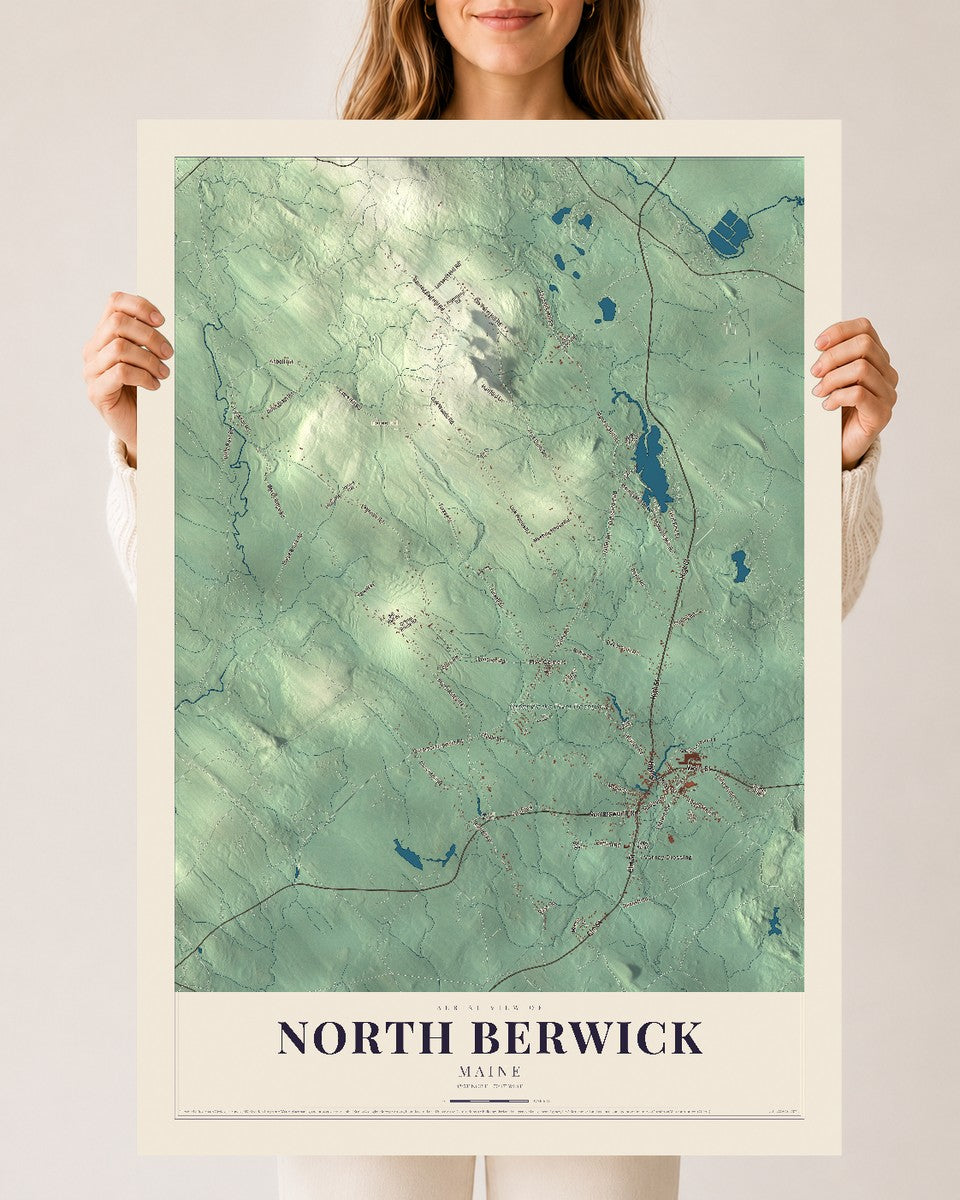 North Berwick, Maine map print - 24 x 36 archival matte print
