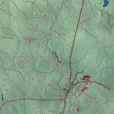 Terrain and local geography detail from the North Berwick, Maine map