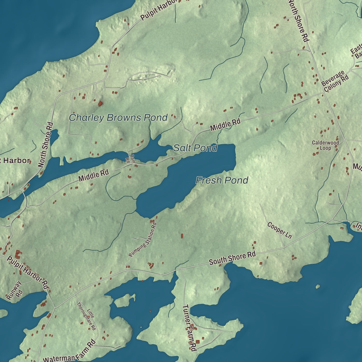 Terrain and local geography detail from the North Haven, Maine map