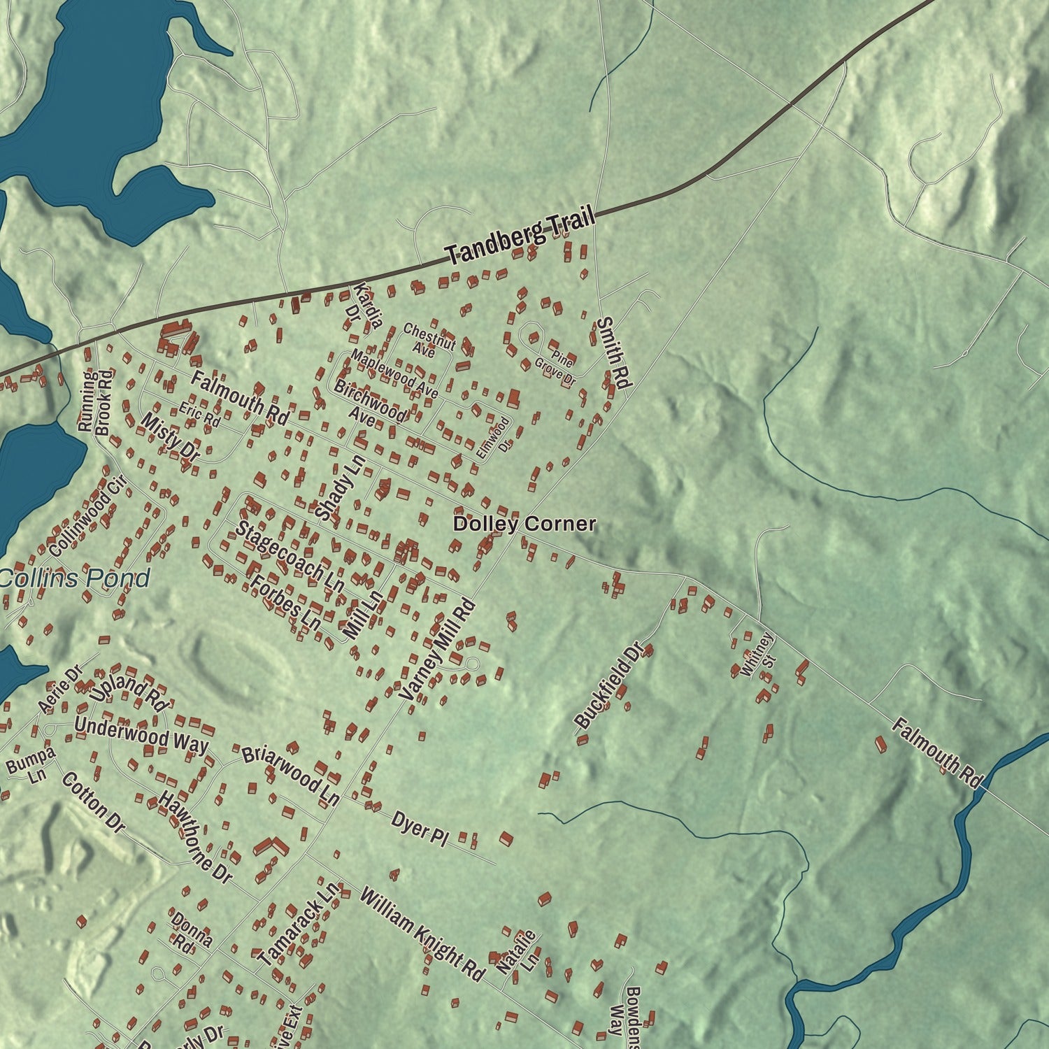 Street and neighborhood detail from the North Windham, Maine map
