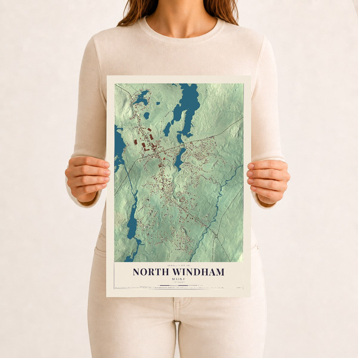 North Windham, Maine map print - 12 x 18 archival matte print