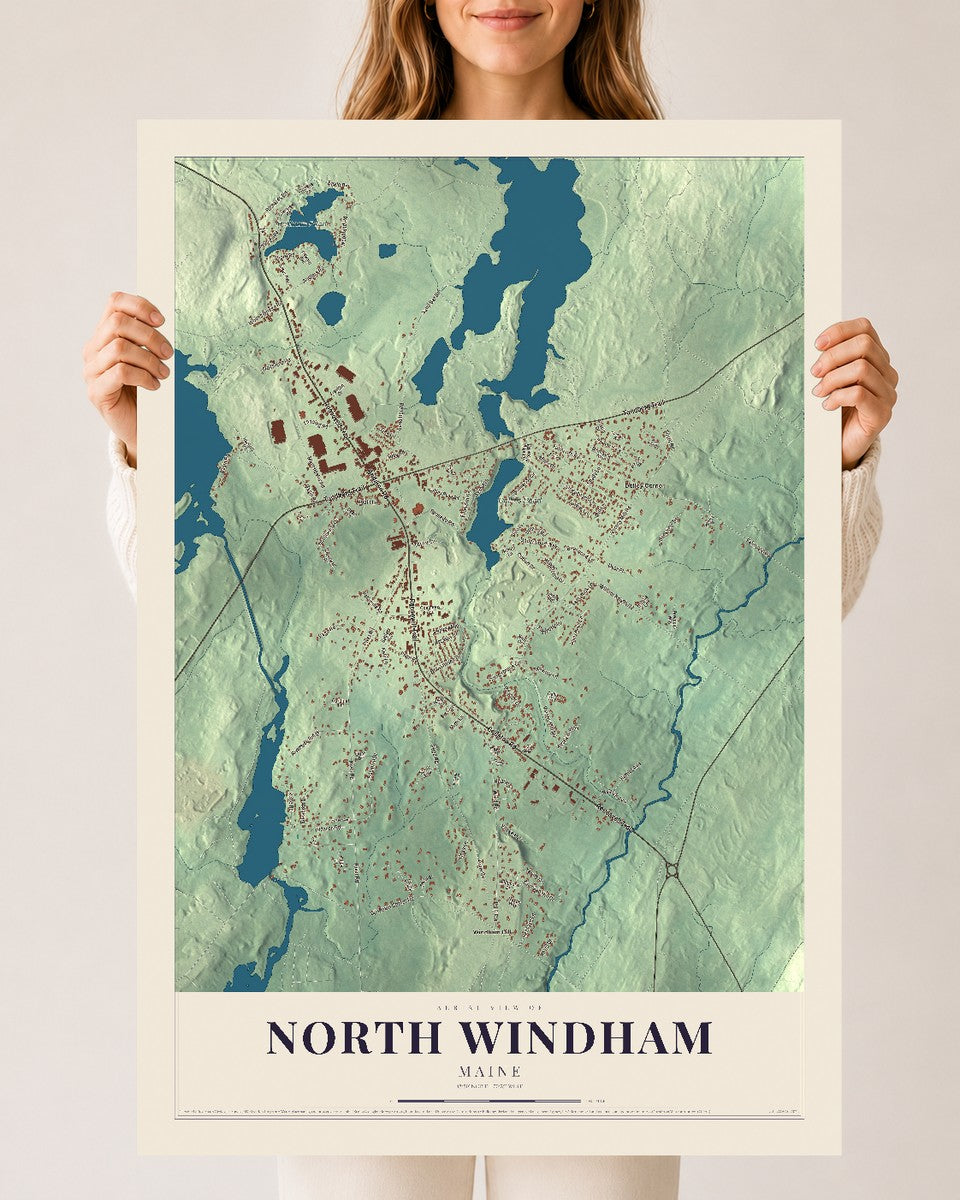 North Windham, Maine map print - 24 x 36 archival matte print