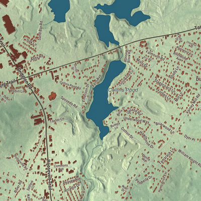 Terrain and local geography detail from the North Windham, Maine map