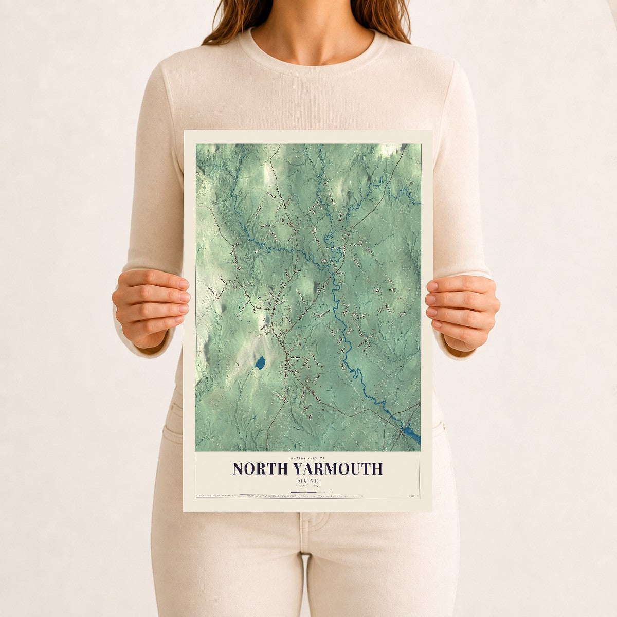 North Yarmouth, Maine map print - 12 x 18 archival matte print