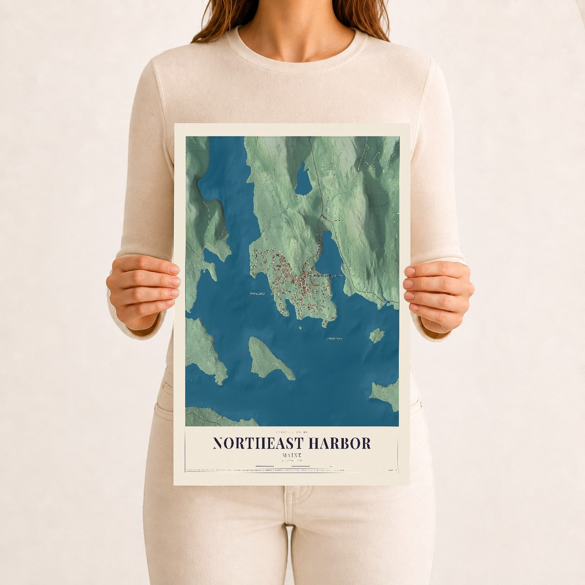 Northeast Harbor, Maine map print - 12 x 18 archival matte print