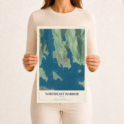 Northeast Harbor, Maine map print - 12 x 18 archival matte print