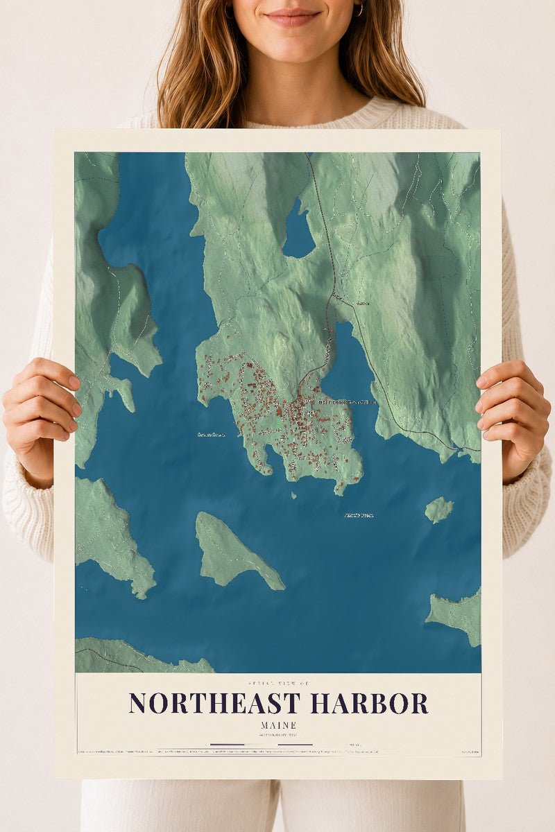 Northeast Harbor, Maine map print - 18 x 24 archival matte print