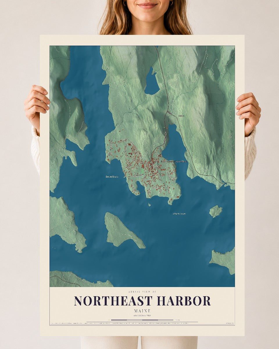 Northeast Harbor, Maine map print - 24 x 36 archival matte print