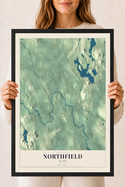 Northfield, Maine map print - 18 x 24 black Ayous wood frame