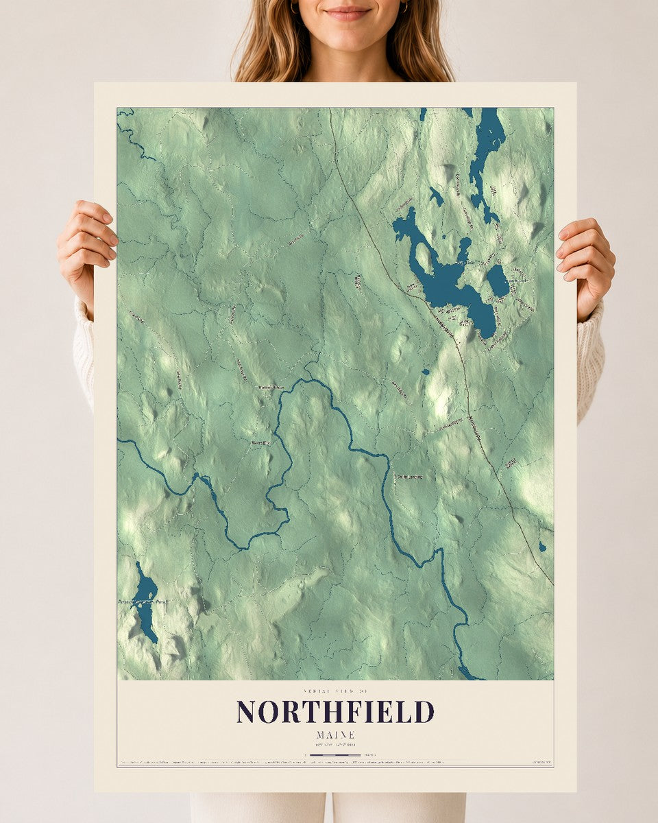 Northfield, Maine map print - 24 x 36 archival matte print