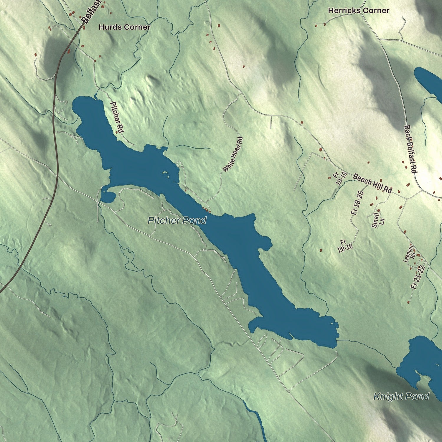 Terrain and local geography detail from the Northport, Maine map
