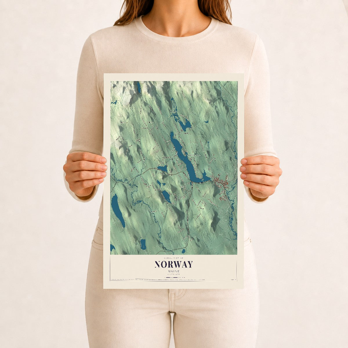 Norway, Maine map print - 12 x 18 archival matte print
