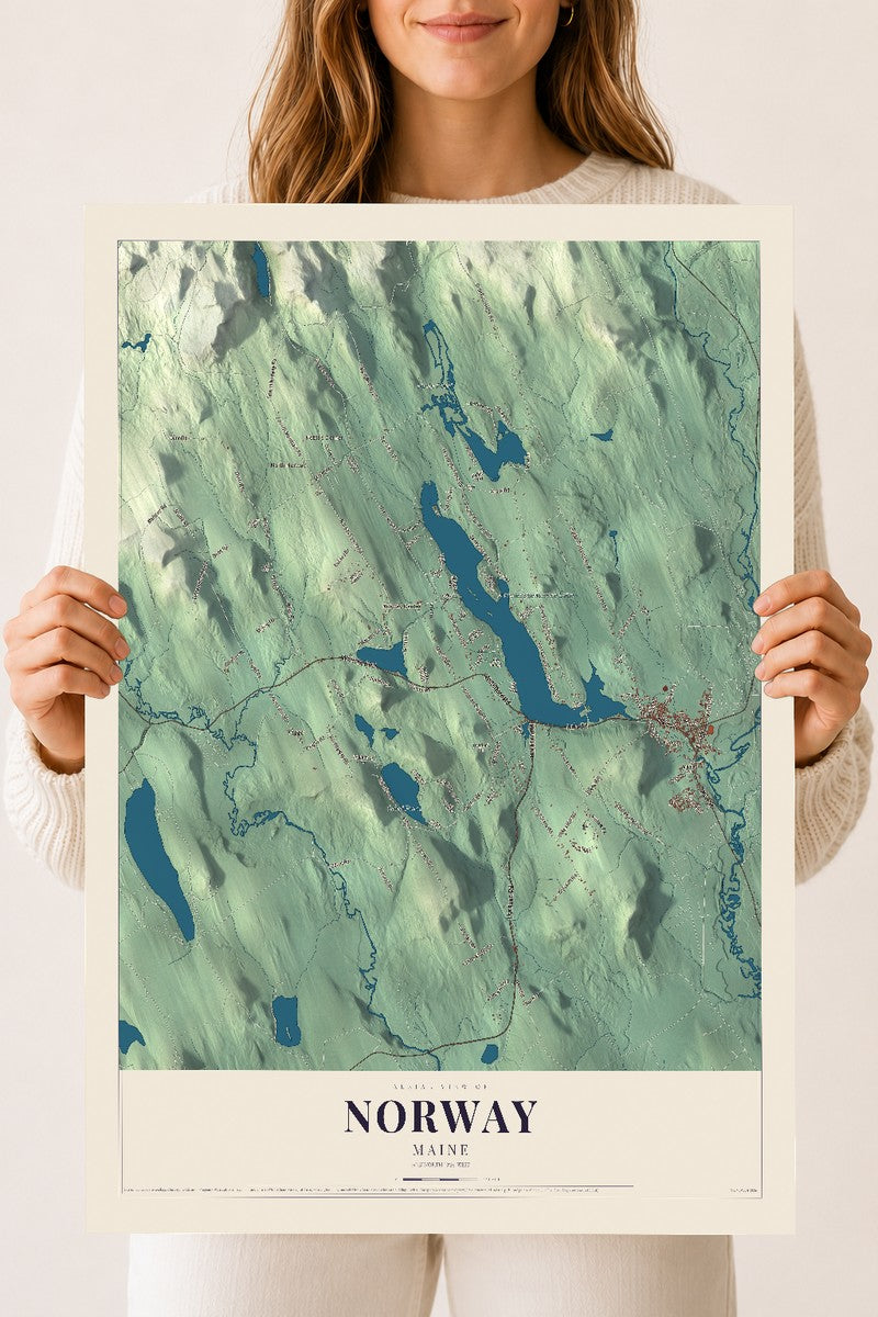 Norway, Maine map print - 18 x 24 archival matte print