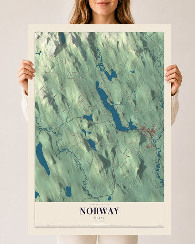 Norway, Maine map print - 24 x 36 archival matte print