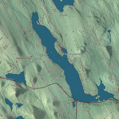 Terrain and local geography detail from the Norway, Maine map