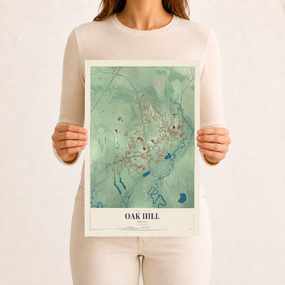 Oak Hill, Maine map print - 12 x 18 archival matte print
