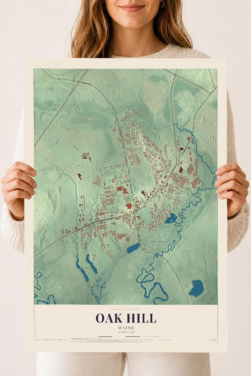 Oak Hill, Maine map print - 18 x 24 archival matte print