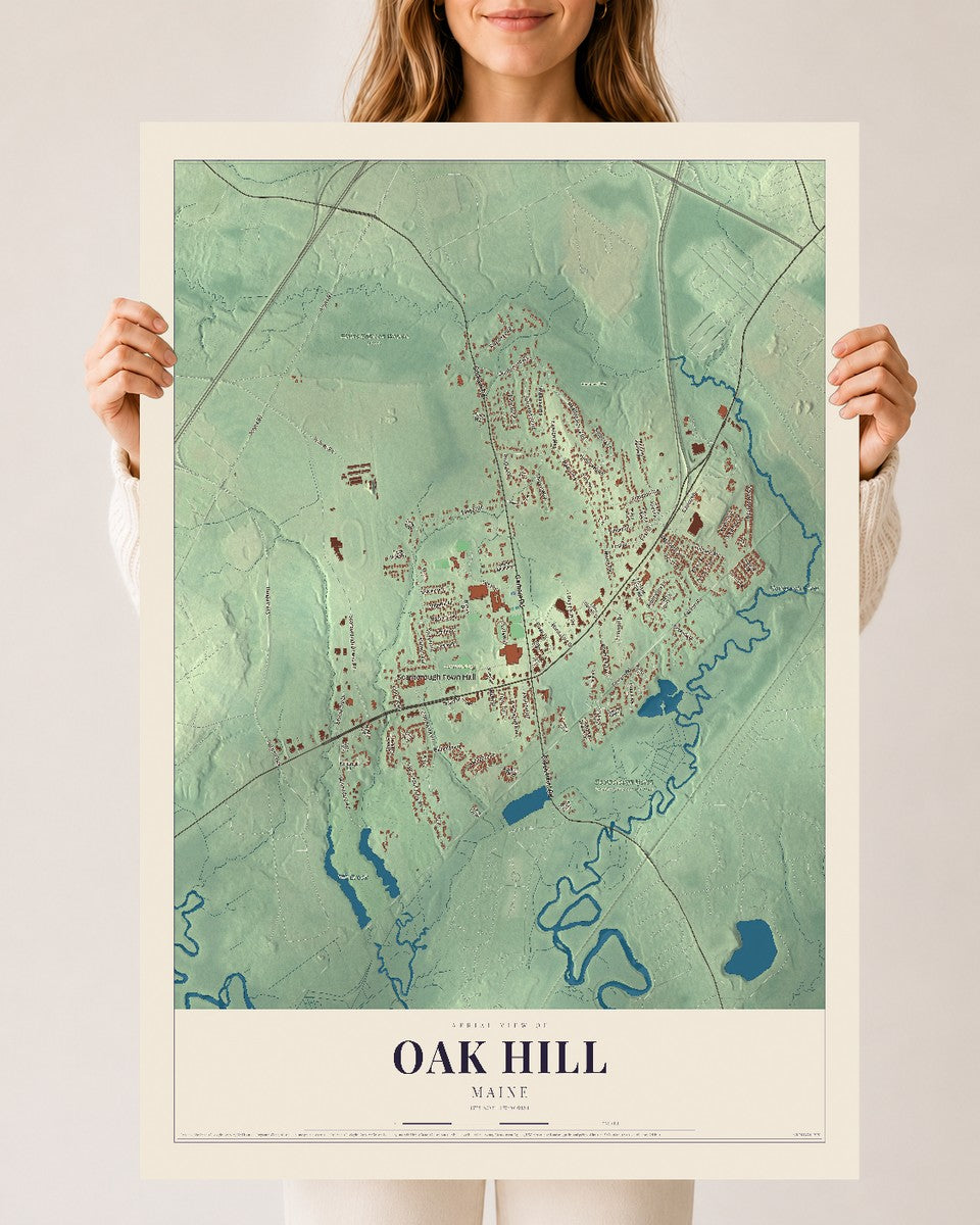 Oak Hill, Maine map print - 24 x 36 archival matte print