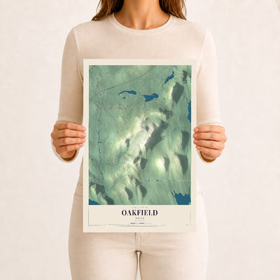 Oakfield, Maine map print - 12 x 18 archival matte print
