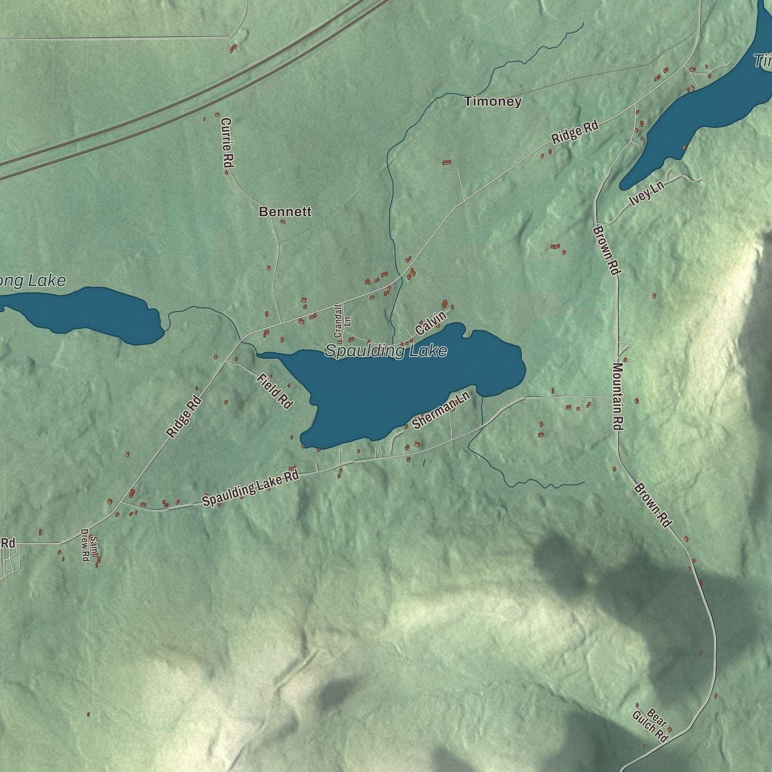 Terrain and local geography detail from the Oakfield, Maine map