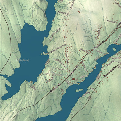 Terrain and local geography detail from the Oakland, Maine map