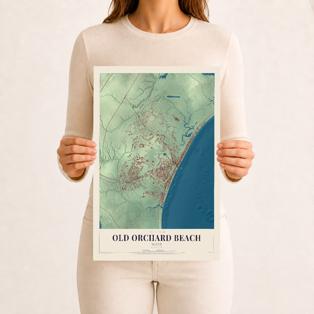 Old Orchard Beach, Maine map print - 12 x 18 archival matte print