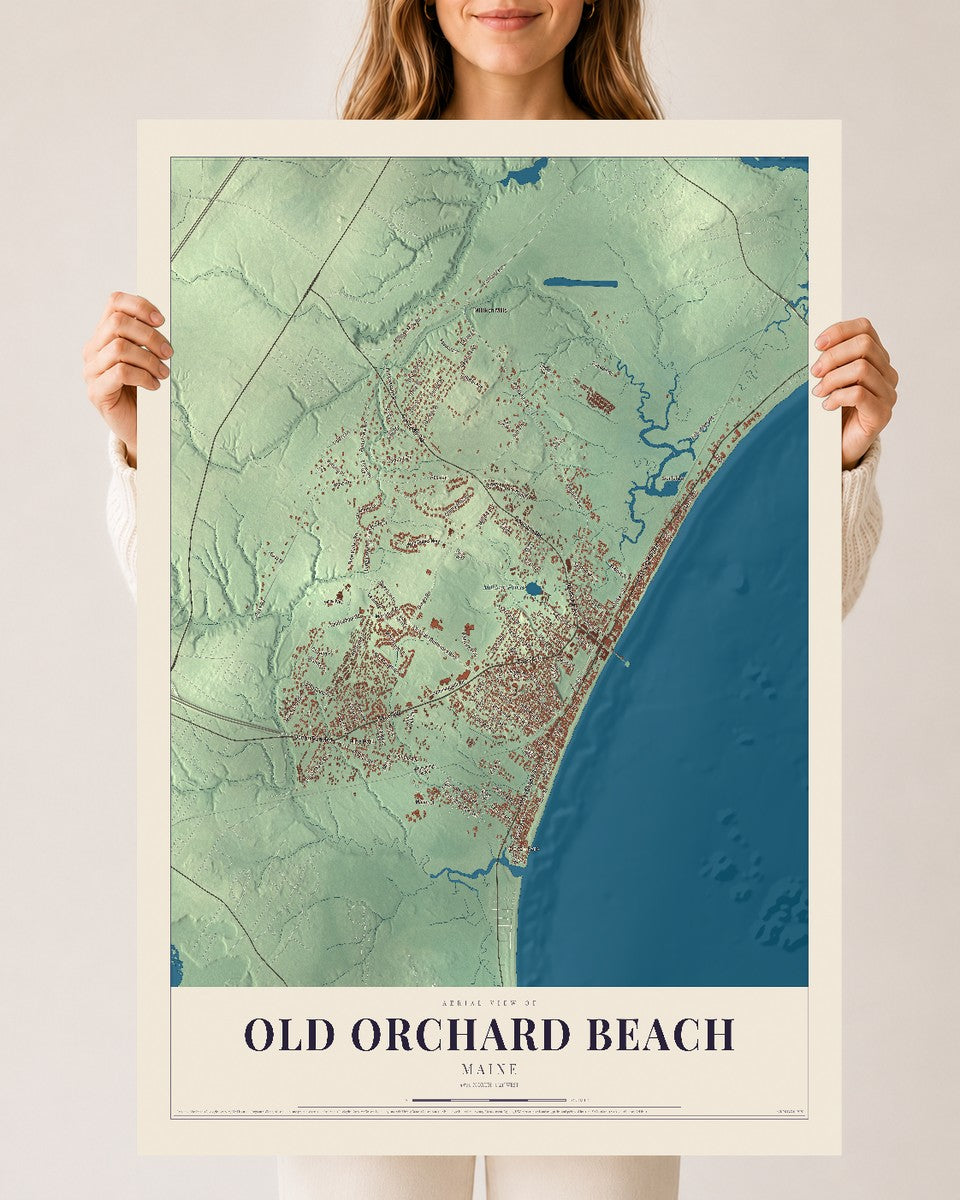 Old Orchard Beach, Maine map print - 24 x 36 archival matte print