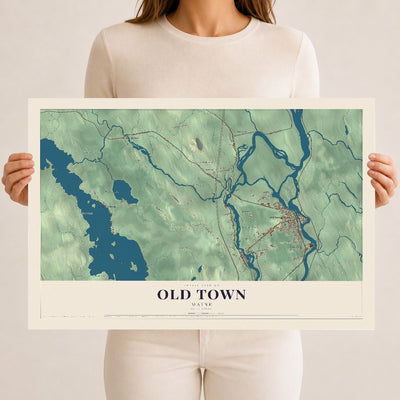 Old Town, Maine map print - 12 x 18 archival matte print