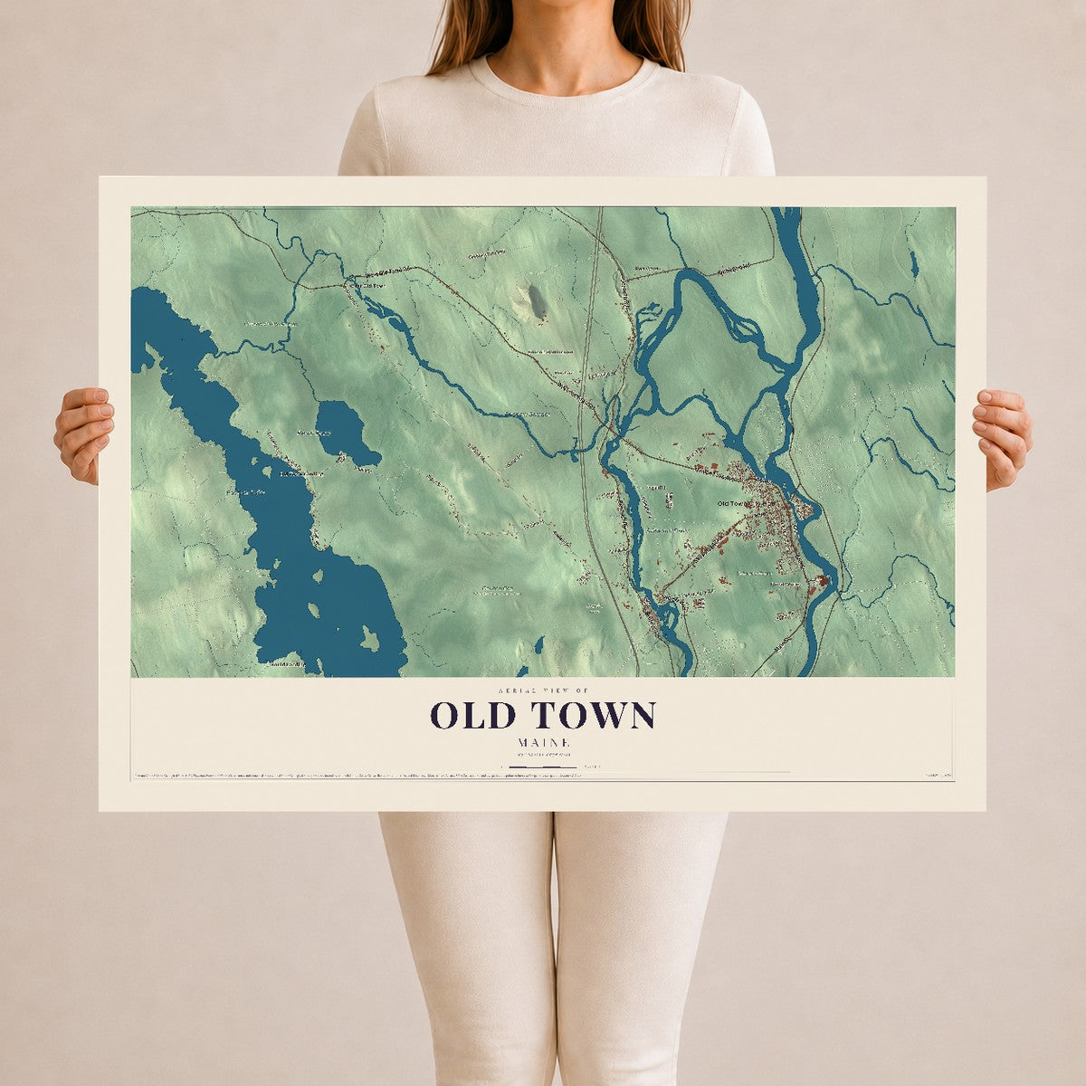 Old Town, Maine map print - 24 x 36 archival matte print