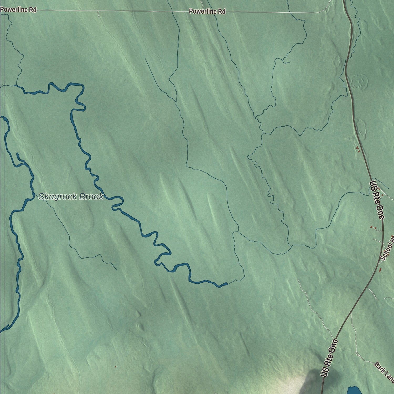 Terrain and local geography detail from the Orient, Maine map