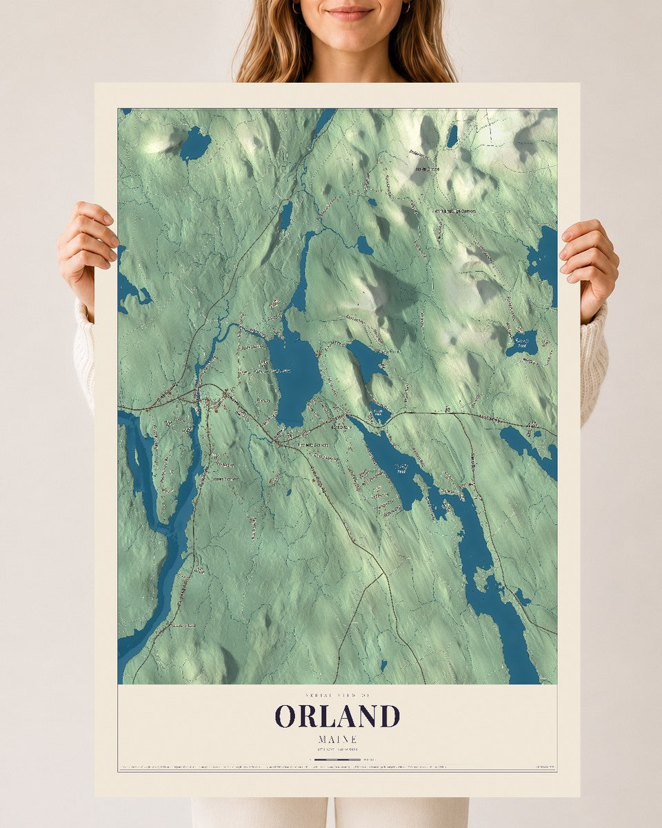 Orland, Maine map print - 24 x 36 archival matte print