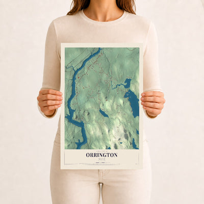 Orrington, Maine map print - 12 x 18 archival matte print