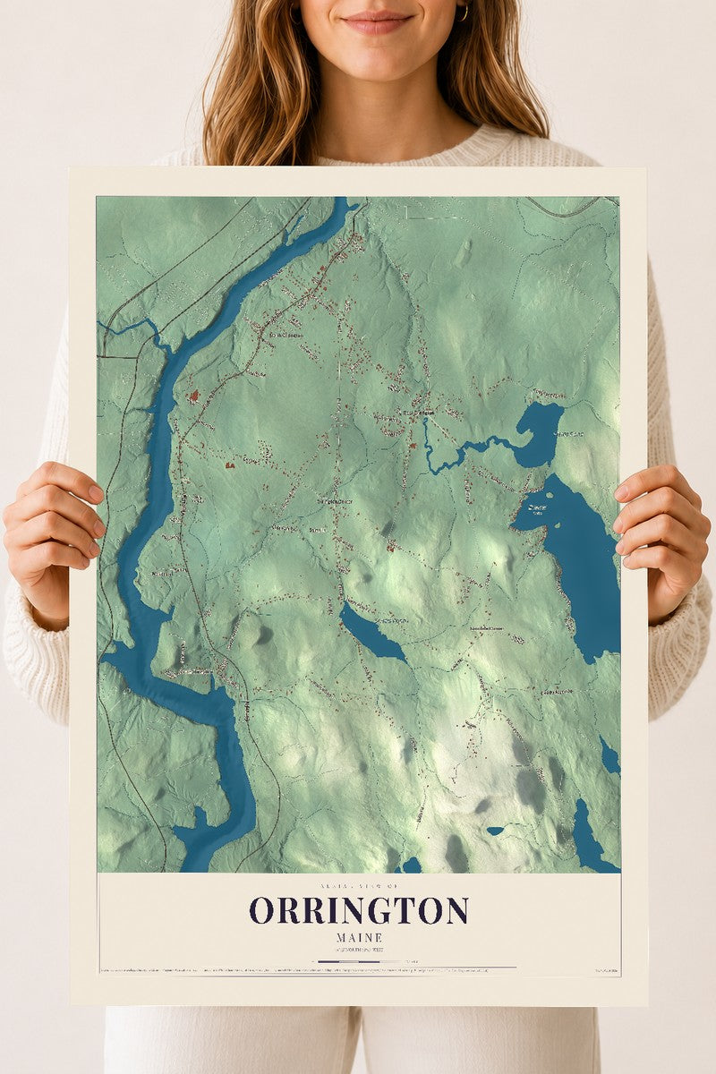 Orrington, Maine map print - 18 x 24 archival matte print