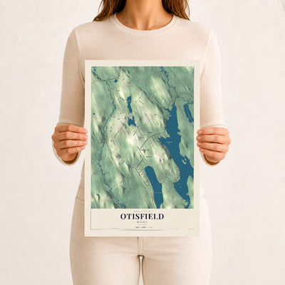 Otisfield, Maine map print - 12 x 18 archival matte print
