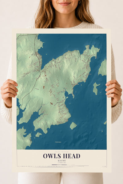 Owls Head, Maine map print - 18 x 24 archival matte print