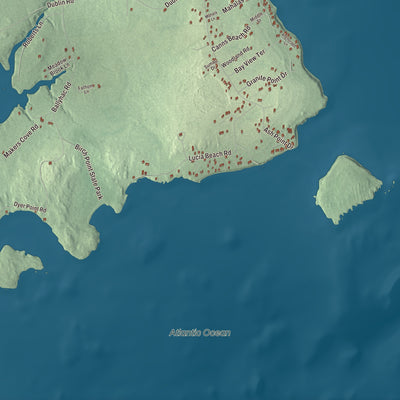 Terrain and local geography detail from the Owls Head, Maine map