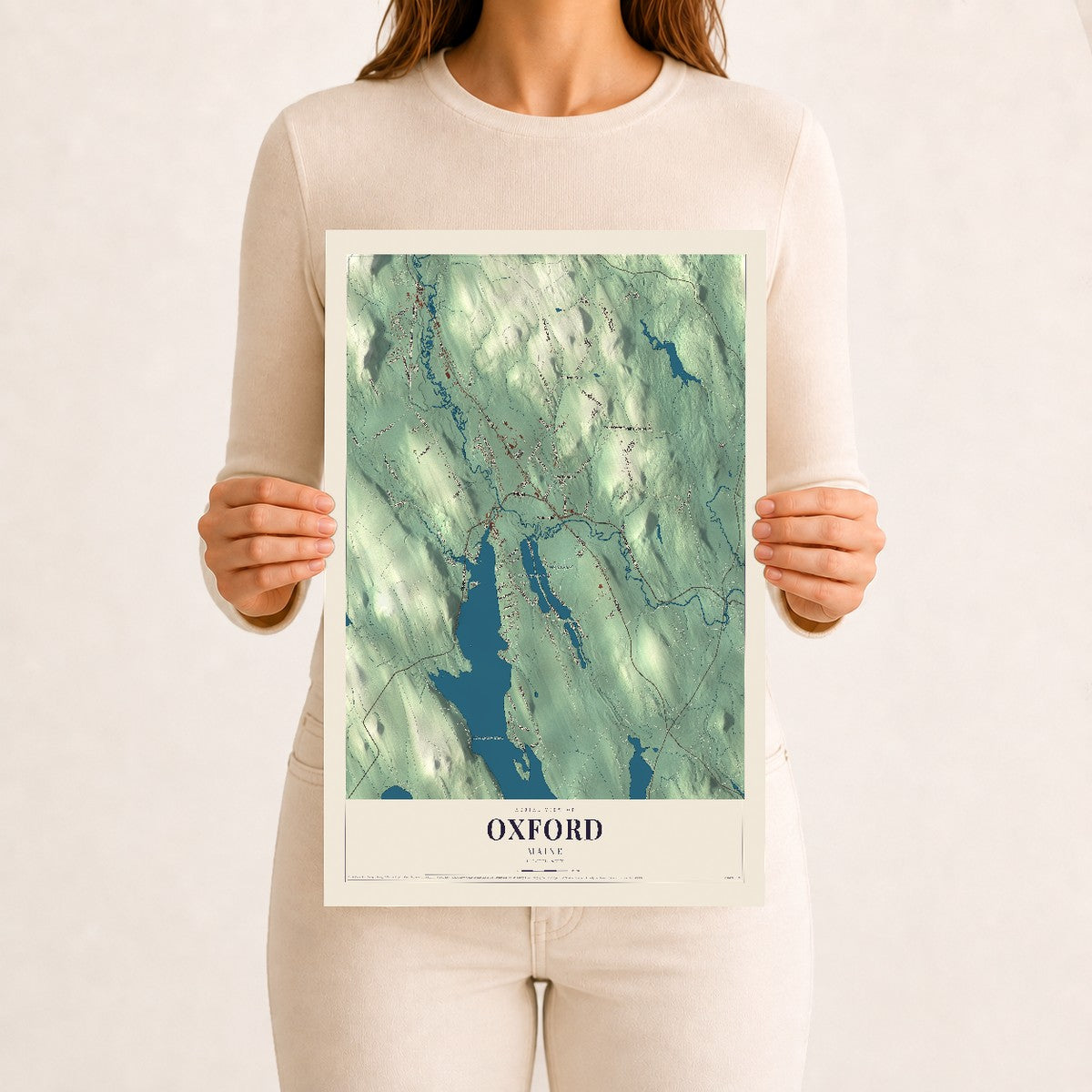 Oxford, Maine map print - 12 x 18 archival matte print