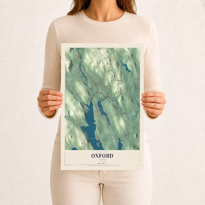 Oxford, Maine map print - 12 x 18 archival matte print