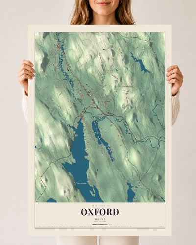 Oxford, Maine map print - 24 x 36 archival matte print
